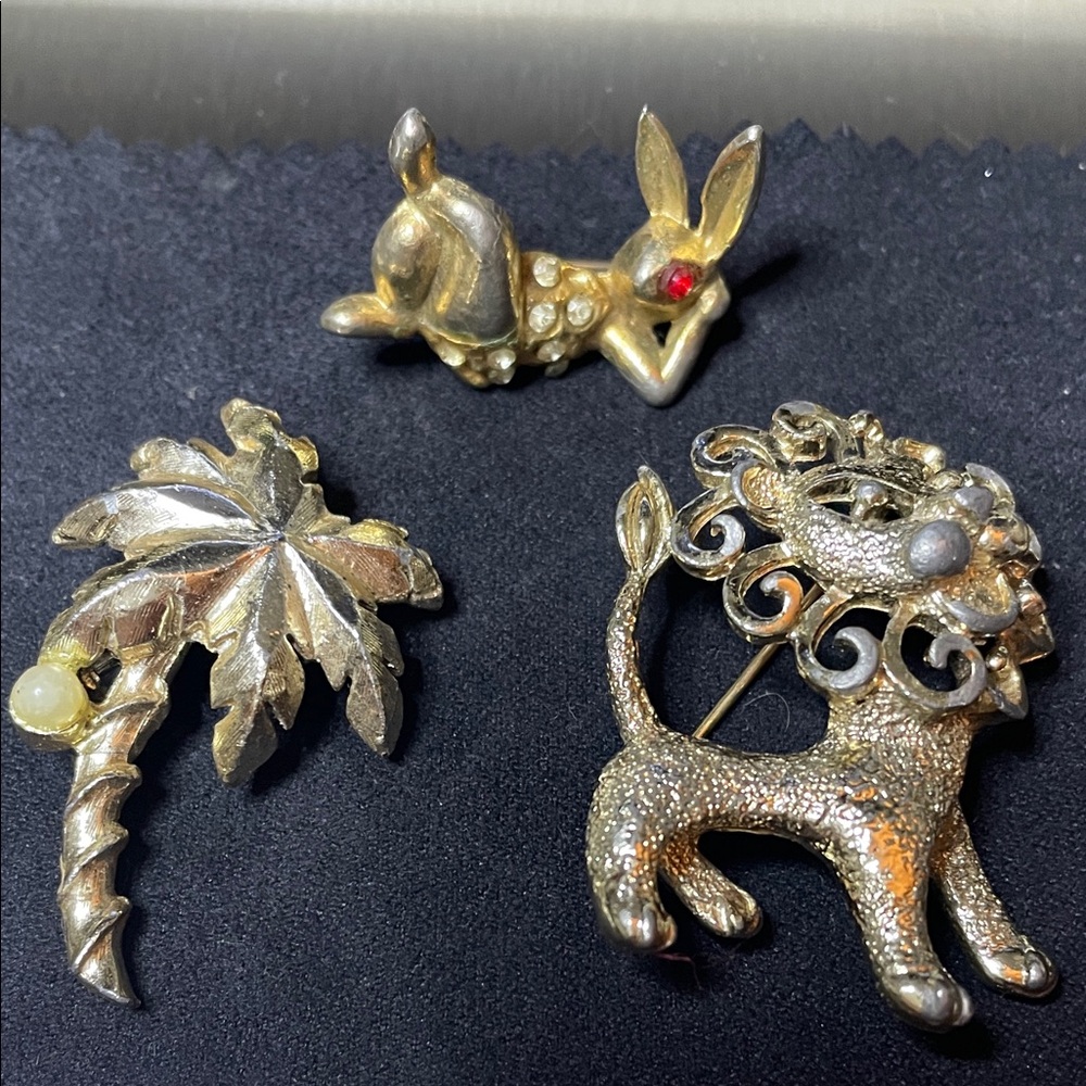 Gold and Silver Animal Brooch Set - Picture 2 of 8